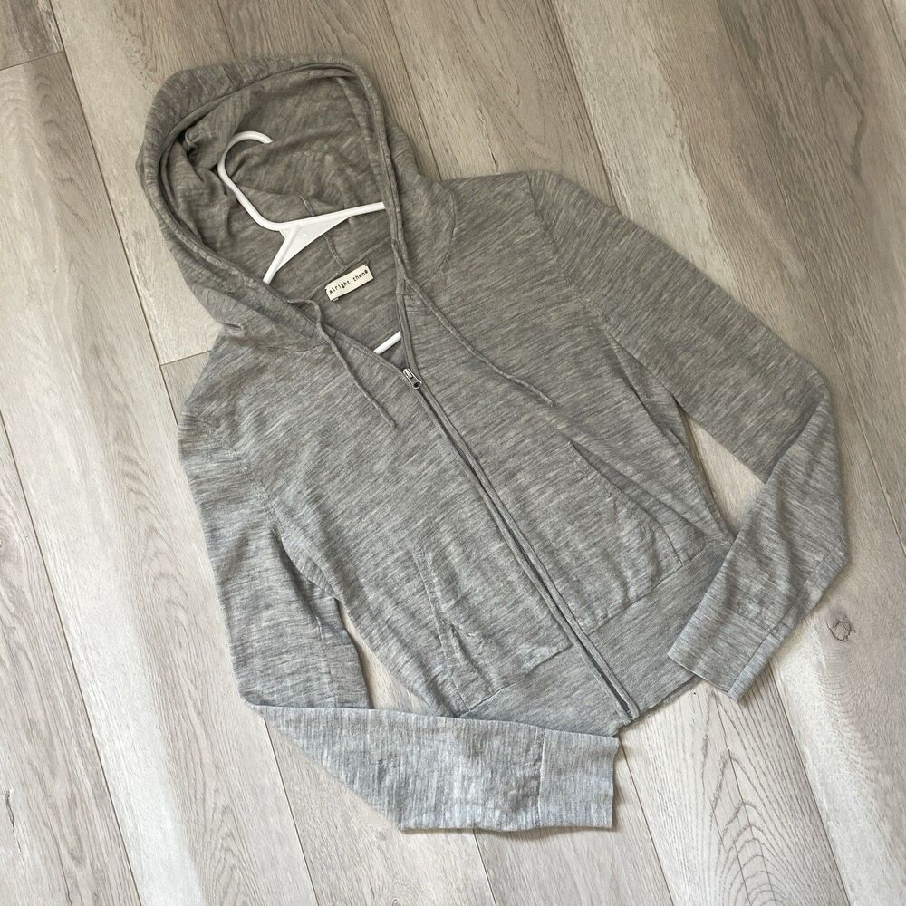 Alright Then Sweater wool full zip hooded womens Gray small lightweight minimal